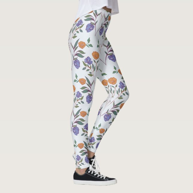 Retro Floral All Over Pattern Leggings (Right)