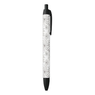 Retro floral background black ink pen