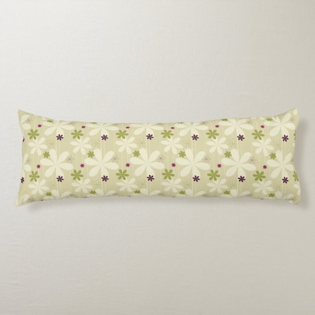 Retro Floral Background Body Cushion (Front)