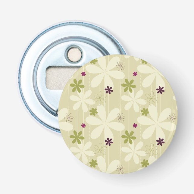 Retro Floral Background Bottle Opener (Front)
