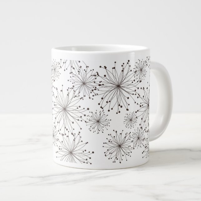 Retro floral background large coffee mug (Front Right)