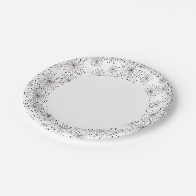 Retro floral background paper plate (Angled)