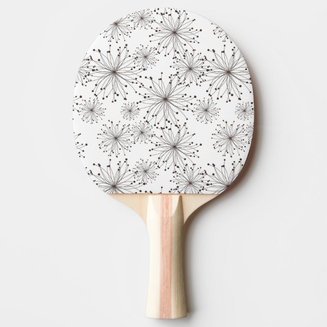 Retro floral background ping pong paddle (Front)