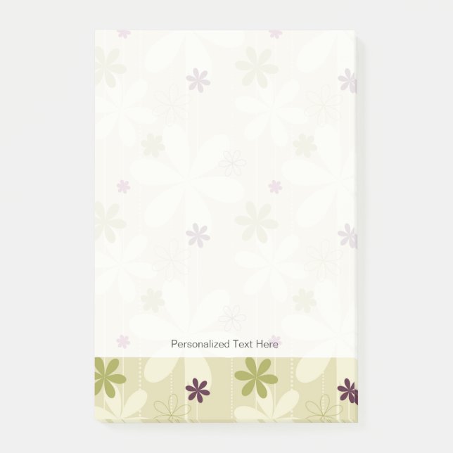 Retro Floral Background Post-it Notes (Front)