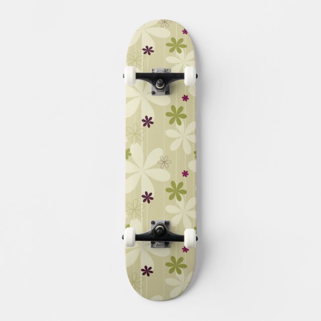 Retro Floral Background Skateboard (Front)