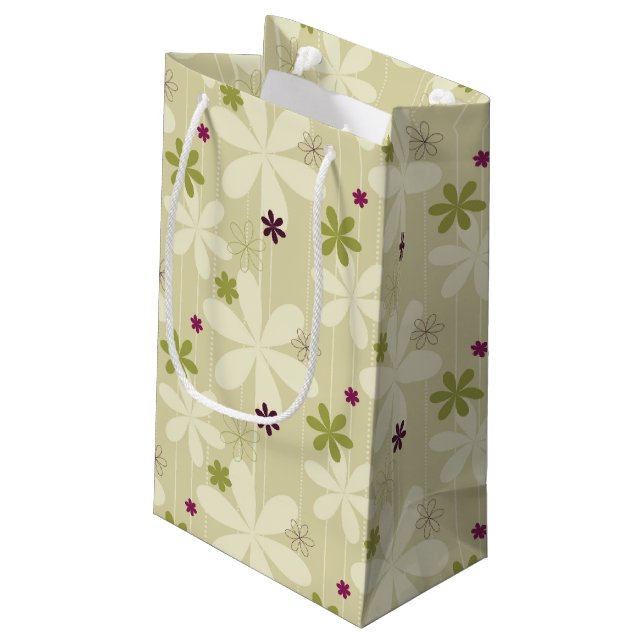 Retro Floral Background Small Gift Bag (Back Angled)