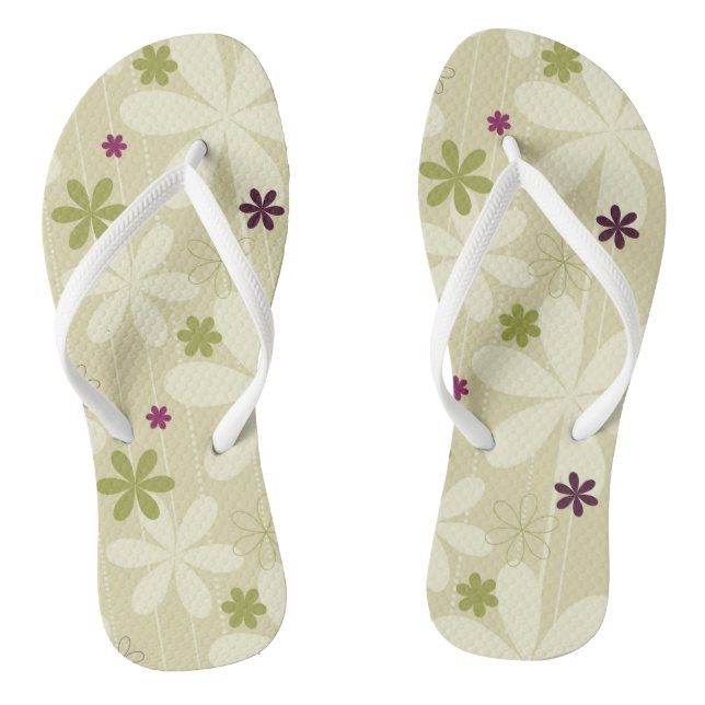 Retro Floral Background Thongs (Footbed)