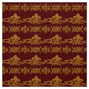Retro Floral Baroque Burgundy Fabric
