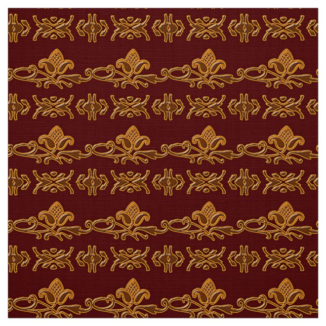 Retro Floral Baroque Burgundy Fabric (Swatch)