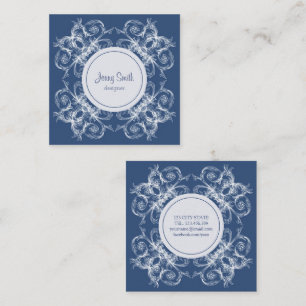 Retro Floral Baroque Square Business Card