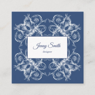 Retro Floral Baroque Square Business Card
