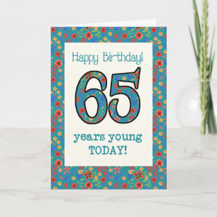 Retro Floral Birthday Card 65 Years Young