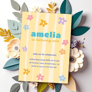 Retro Floral Birthday Party Invitation