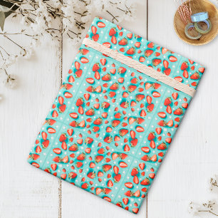 Retro Floral Birthday Strawberry Gift Wrapping Paper