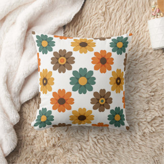 Retro Floral Blossom and Vintage 70s Botanical Cushion