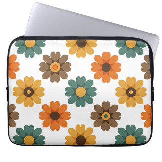 Retro Floral Blossom and Vintage 70s Botanical Laptop Sleeve