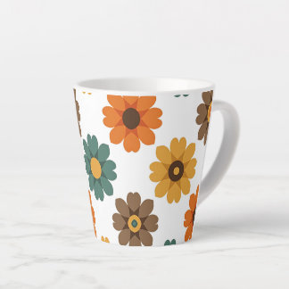 Retro Floral Blossom and Vintage 70s Botanical Latte Mug