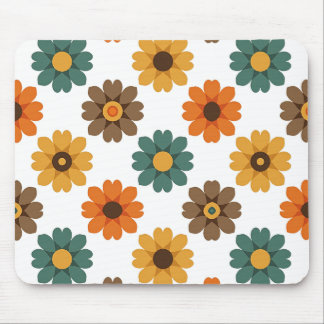 Retro Floral Blossom and Vintage 70s Botanical Mouse Pad
