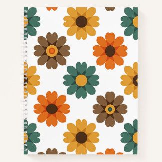 Retro Floral Blossom and Vintage 70s Botanical Notebook