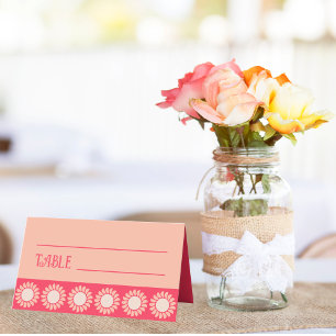 Retro Floral Boho Bright And Bold Wedding Place Card