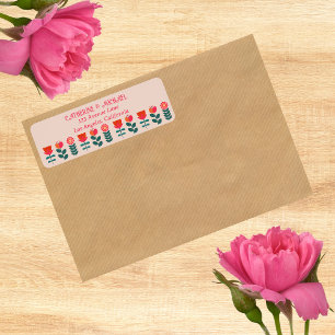 Retro Floral Boho Bright And Bold Wedding Return Address Label