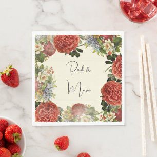 Retro Floral BOHO Wedding Invitation Napkin