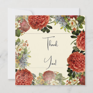 Retro Floral BOHO Wedding Thank You Card