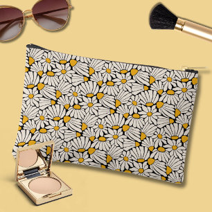 Retro floral botanical block print accessory pouch