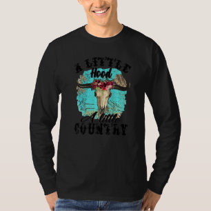 Retro Floral Bull Skull A Little Hood Little Count T-Shirt