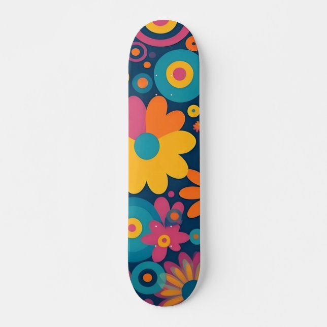 Retro Floral Burst Skateboard (Front)