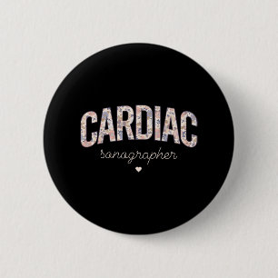 Retro Floral Cardiac Sonographer Cardiovascular So 6 Cm Round Badge