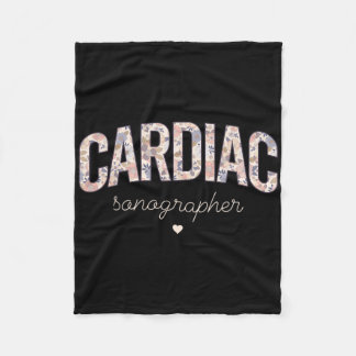 Retro Floral Cardiac Sonographer Cardiovascular So Fleece Blanket