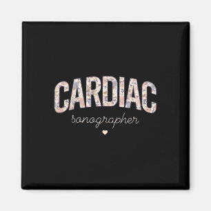 Retro Floral Cardiac Sonographer Cardiovascular So Magnet