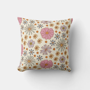 Retro Floral Coat 70s Style - Boho Flowers on Ton Cushion