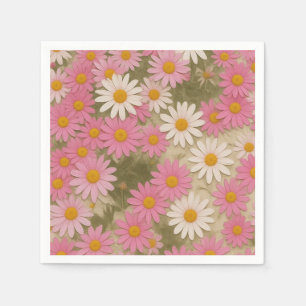 Retro Floral Daisy Pattern Aesthetic Design Napkin