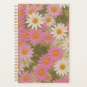 Retro Floral Daisy Pattern Aesthetic Design Planner