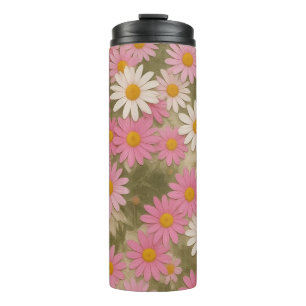Retro Floral Daisy Pattern Aesthetic Design Thermal Tumbler