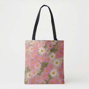 Retro Floral Daisy Pattern Aesthetic Design Tote Bag
