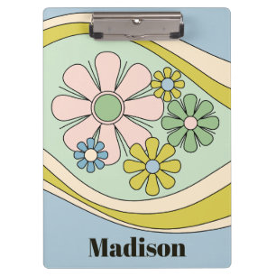 Retro Floral Daydream 60s Pastel Personalised Clipboard