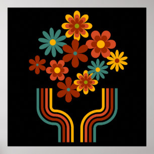 Retro floral design 24x24 in poster