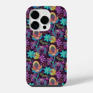 Retro Floral Design Colourful Glass Beads Look iPhone 14 Pro Case