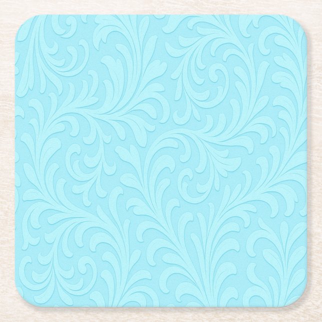 retro floral design square paper coaster (Front)