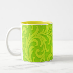 retro floral design Two-Tone coffee mug