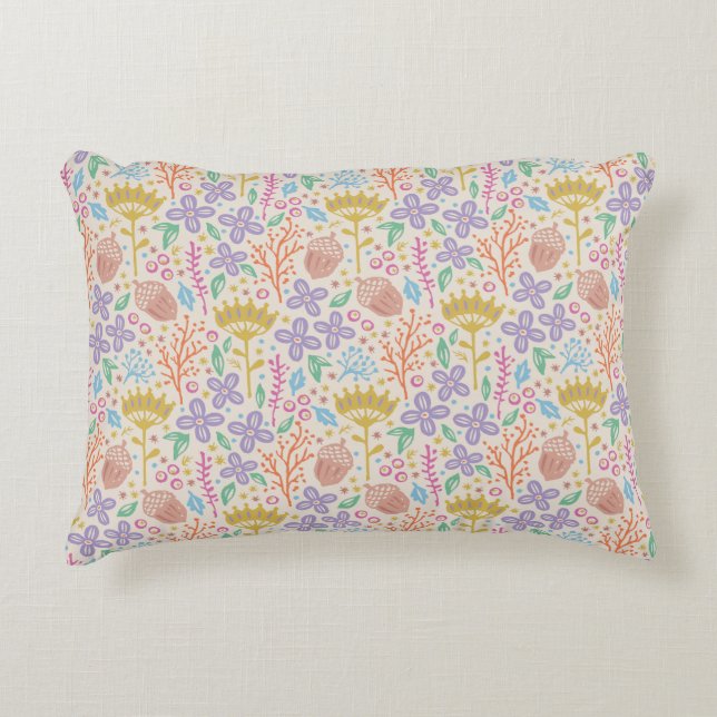 Retro floral design with flowers and fruits. decorative cushion (Front)