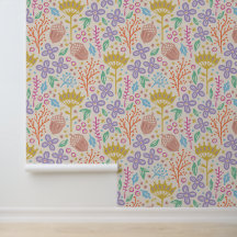 Retro floral design with flowers and fruits. wallp