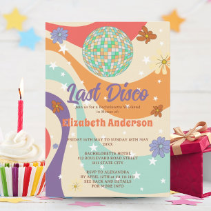 Retro Floral Disco Bachelorette Weekend Party Invitation