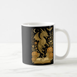 Retro Floral Dragon Book Pumpkin Spooky Reading Ha Coffee Mug