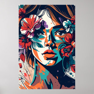 RETRO FLORAL DREAMY GIRL POWER POSTER