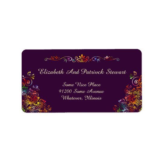 Retro Floral Elegant Stylish Wedding Shipping Address Label