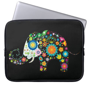 Retro Floral Elephant Fine Cute Girly Laptop Sleeve